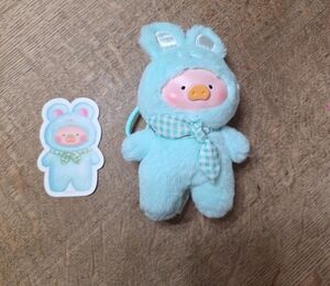 Plush Bunny Toy with Sticker - Blue